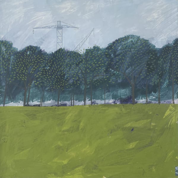 Andrew Lansley Cranes from the Park egg tempera on gesso panel 30 x 30cm