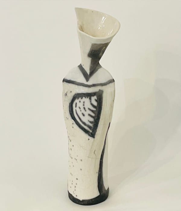 Elizabeth Raeburn Venetian Figure Vase Raku 25 x 7 x 6cm