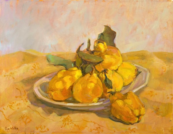 Sue Wales Quinces from my Garden oil on canvas 36 x 46cm