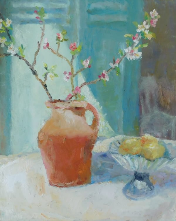 Alice Mumford RWA The Flower Bloomed and Faded. The Sun Rose and Sank. The Lover Loved and Went oil on canvas 76 x 61cm