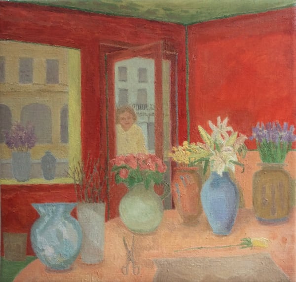 Victoria Jinivizian NEAC The Florist’s Hands Were Always Bright Red oil on linen 29 x 30cm