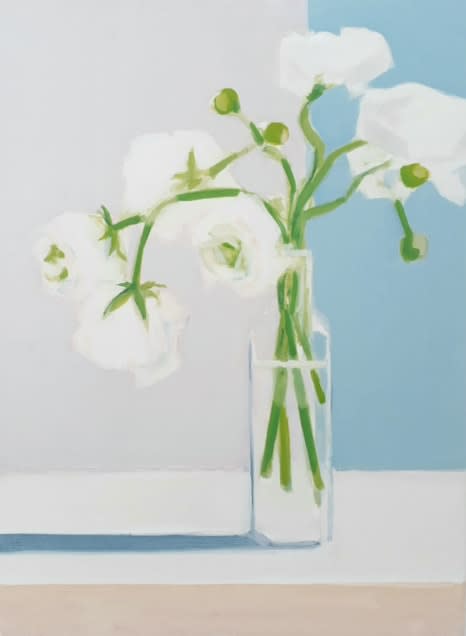 Myles Oxenford Ranunculus oil on panel 41 x 30cm