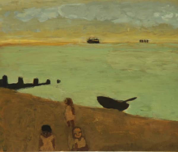 Bridget Moore NEAC RBA RWS Black Boat gouache on paper 18 x 20cm