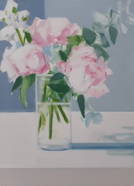 Myles Oxenford Arrangement with Peonies oil on panel 41 x 30cm