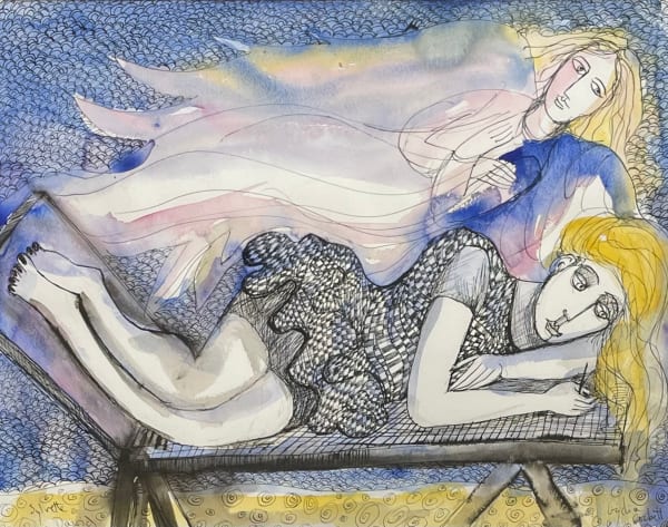 Lydia Corbett (née Sylvette David) Ella Doing her Homework watercolour and ink on paper 40 x 50cm