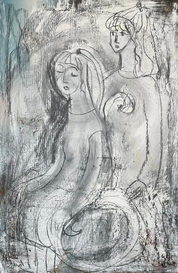 Lydia Corbett (née Sylvette David) Sylvette with her Spirit oil and charcoal on canvas 76 x 51cm