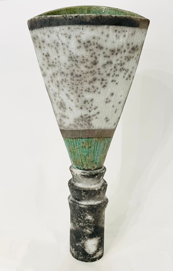 Elizabeth Raeburn Raku Tall Vessel Raku 35 x 14 x 8cm