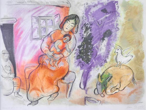Marc Chagall (1887 - 1985) Maternite , 1954 lithograph on Rives paper Artist's Proof, aside from an edition of 300 signed by the artist in pencil paper size: 59.5 x 78.5cm ; image size: 51.5 x 67cm