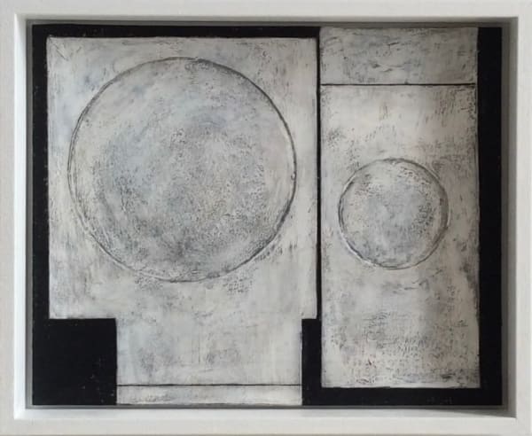 John Taylor Circle Monument 4 mixed media construction with card and acrylic 23 x 28cm