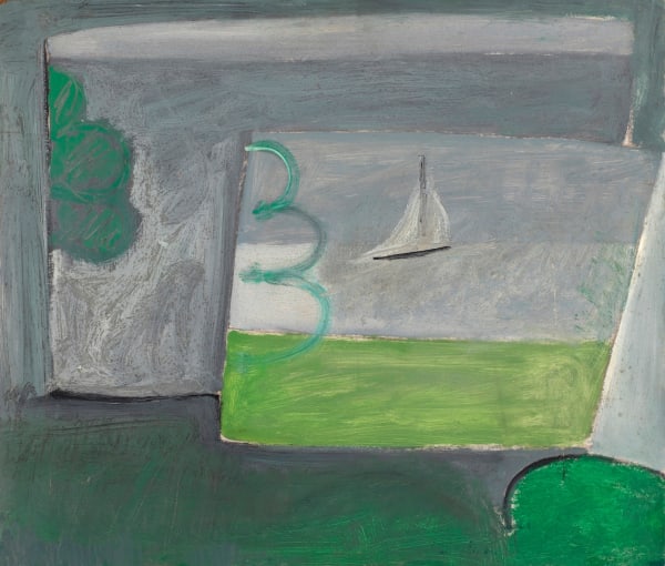 Romi Behrens, Yacht with Abstract Tree, c.2000