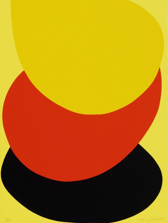 Sir Terry Frost RA Suspended Red, Yellow and Black screen print edition of 75 79.x 59cm signed
