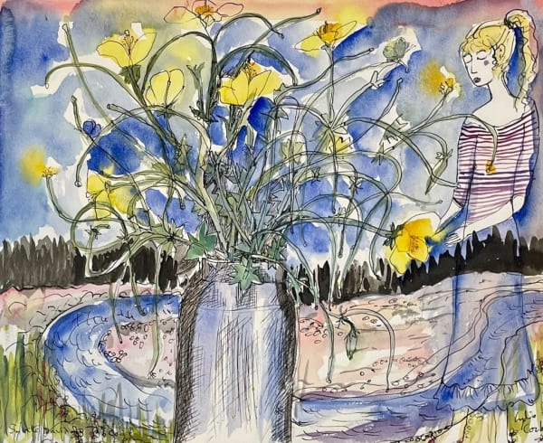 Lydia Corbett (née Sylvette David), Poppies by the River with Sylvette. The Provence I Love