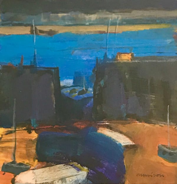 Neil Murison Harbour Wall, Cornwall acrylic on paper 16 x 15cm