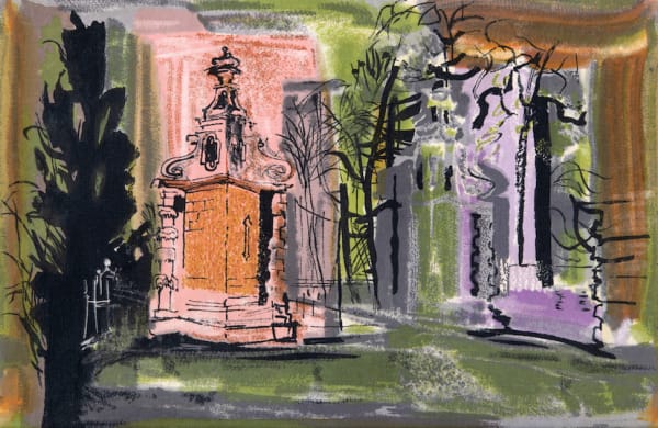 John Piper Blenheim Gate, 1956 screen print on rayon David Whitehead Ltd 43 x 60cm