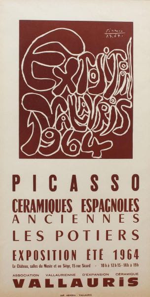Pablo Picasso Exposition Vallauris, 1964 Lithograph printed in brown 19 x 11"