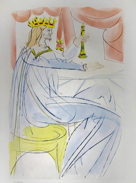 Salvador Dali King David, 1975 Original Engraving with Pochoir 26 x 20"