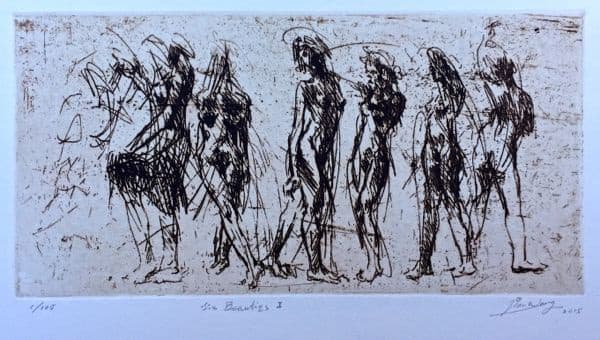 Jian Wang Six Beauties I, 2015 Etching 6 x 12"