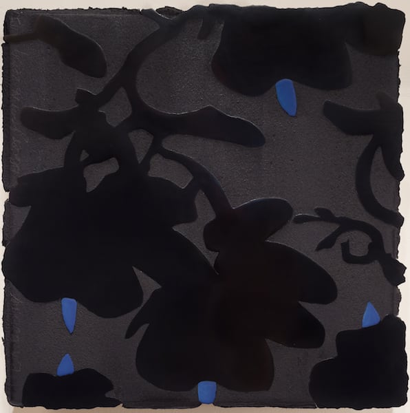 Donald Sultan Blacks and Blues Jan 16 , 2009 Enamel, tar, and spackle on tile over masonite 24 x 24"