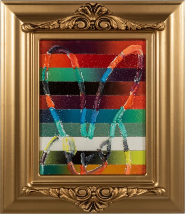 Hunt Slonem Lionel Banded, 2022 Oil & acrylic with diamond dust on wood 10 x 8"