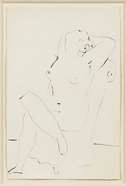 Pablo Picasso Nu Assis dans une Fauteuil, 1923 Pen and ink on paper 9.5 x 6.13"