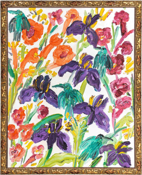 Hunt Slonem Iris, Trumpet Hummingbird, 2025 Oil on wood 30 x 24"