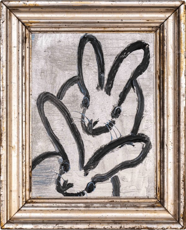 Hunt Slonem Double Silver Bunny, 2025 Oil on wood 16 x 12"