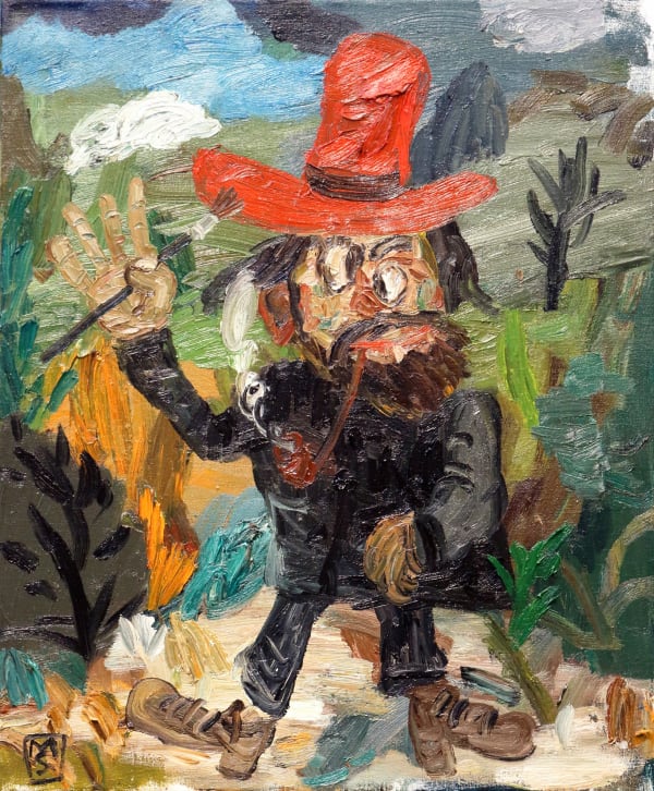 Matías Sánchez, Pintor con sombrero rojo, 2021