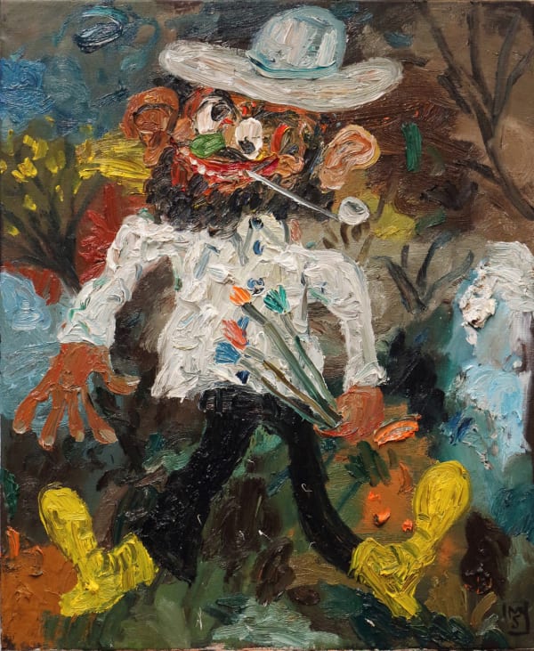 Matías Sánchez, Pintor al lado de una arroyo, 2021