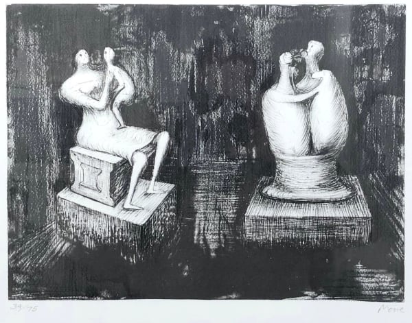 Henry Moore Sculptures: Dark Interior, 1973 Original lithograph on wove paper Signed by the artist in pencil, lower right on recto 43 x 52 cm Edition of 75 (Edition record)