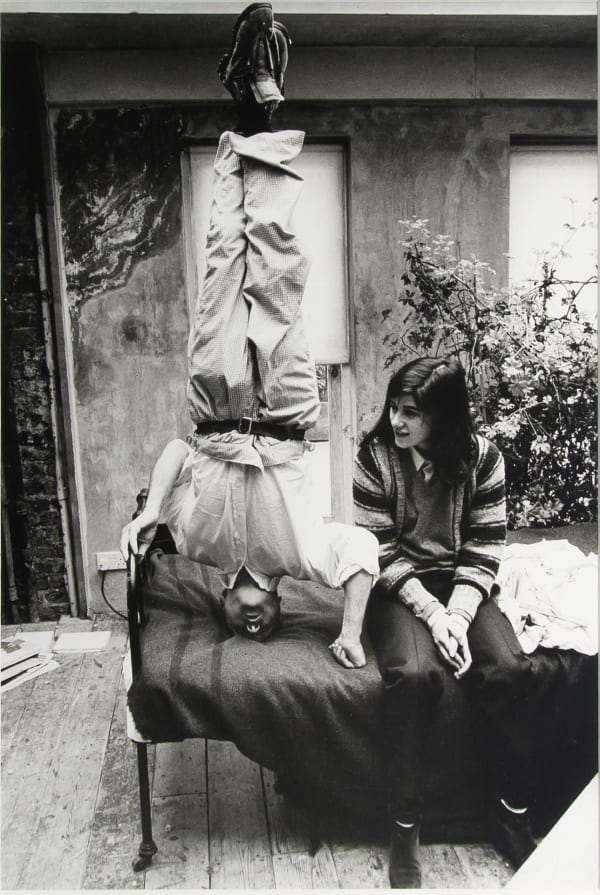 Bruce Bernard, Lucian Freud standing on his head with daughter, Bella, 1985-2021