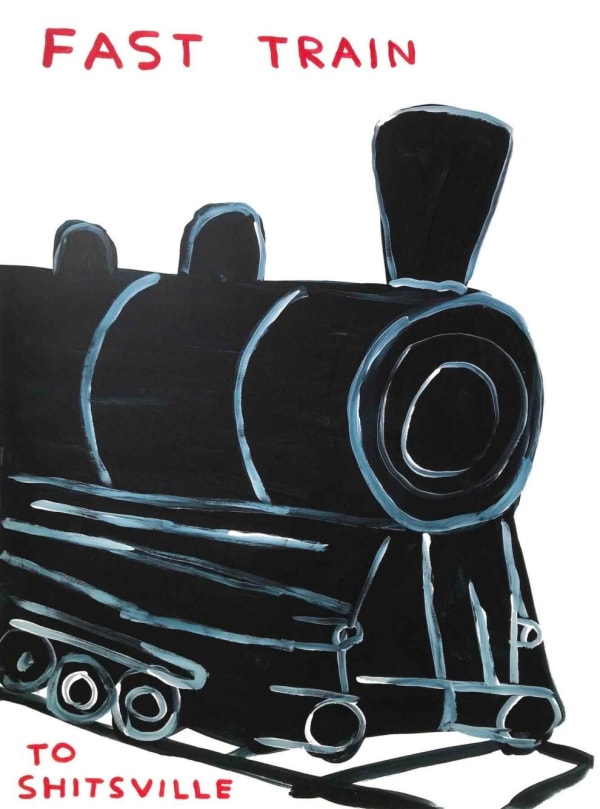 David Shrigley Fast Train to Shitsville, 2021 Screenprint on Somerset Tub Satin 410gsm paper Signed by the artist, dated and numbered in pencil, on verso 76 x 56 cm Edition 125 (Edition record)