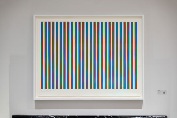 Bridget Riley Firebird, 1971 Screenprint in three colours on wove paper, framed Signed by the artist in pencil, on recto 76.5 × 101.7 cm Edition of 75 (Edition record)