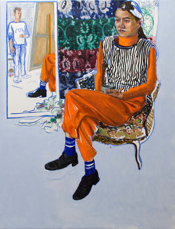 Klaas Op De Beeck, Gelijnd zittend voor spiegel, 2024