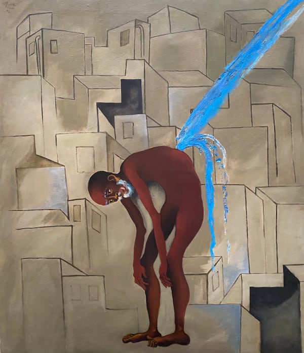 Arpana Caur, Unidentified Blue Source, 1992