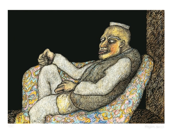 Jogen Chowdhury, Leader and rainbow sofa, 2023