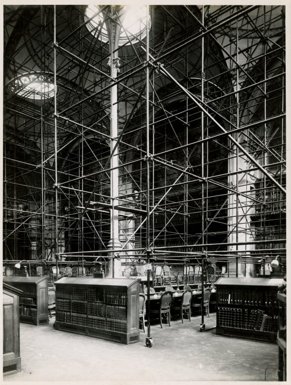 Chevojon Studio, Interior of the Bibliothèque Nationale through Scaffolding, c. 1920