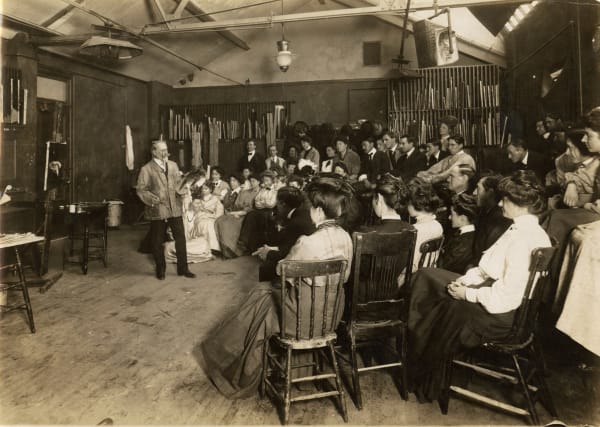 [William Merritt Chase], Portrait of the Artist Teaching at the Art Students League, NYC, 1908