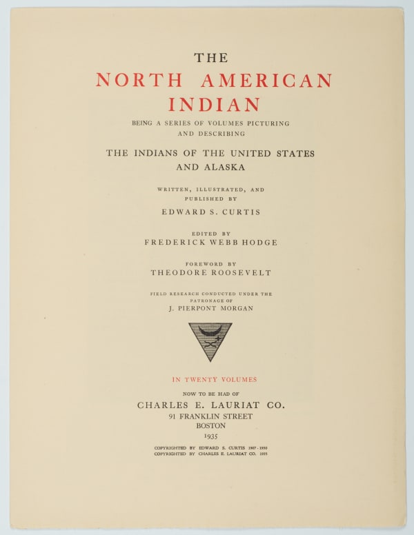 Edward S. Curtis, Lauriat Prospectus for The North American Indian, 1935