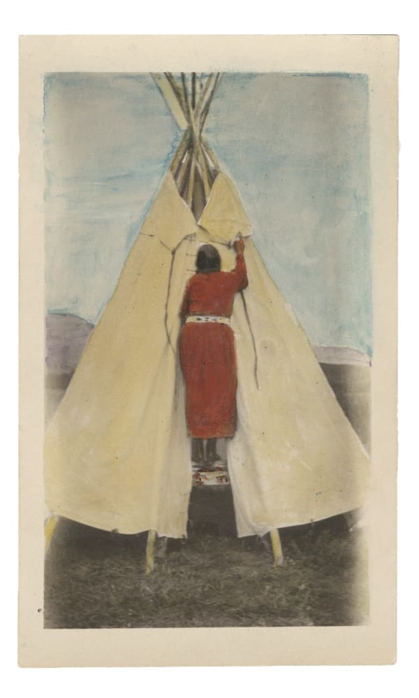 Christian F Schuster (Compiler), THE WOMEN ARE SETTING UP THE UNPAINTED TEPEE., C. 1920
