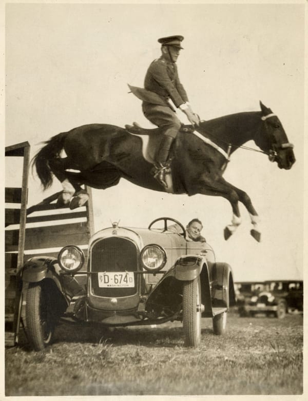 Unknown, Cavalryman Jumps Over a Car, Washington, 1927