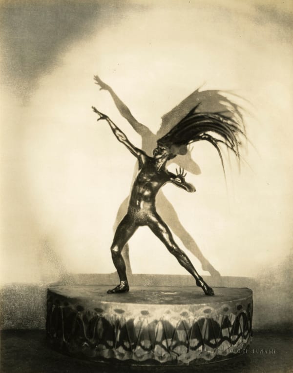 Soichi Sunami, Jacques Cartier Performing His "Voodoo Dance" Atop a Giant Drum, c. 1927