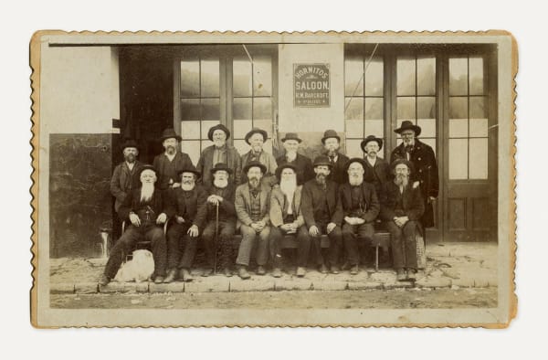 [Hornitos Saloon], Group Portrait of '49 Gold Rushers Including Black Pioneer Moses Rogers, c. 1889