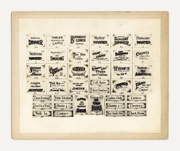 [Meslercraft Trade Announcers], Group of Photos Offering Trade Signs for Businesses, 1920s