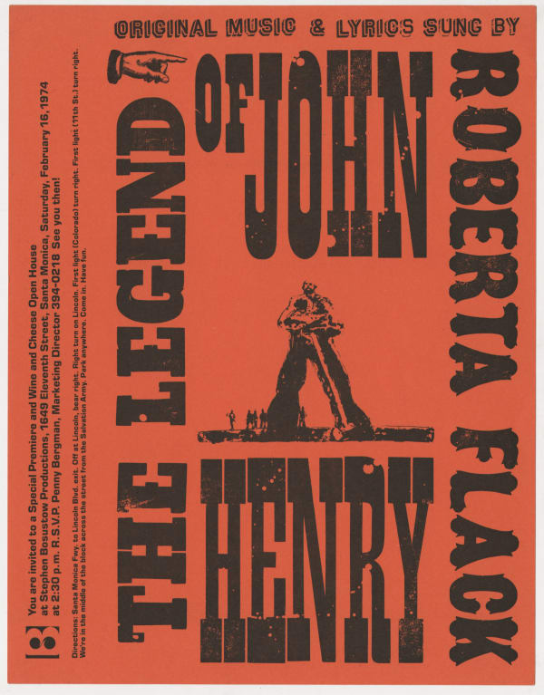 [Roberta Flack], Flyer Advertising the Premiere of the Film "The Legend of John Henry", 1974