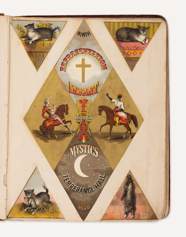 [Mardis Gras], Thick Album with Rare Invitations For Masked Carnival Balls Held By Secret Societies in Mobile, Alabama., 1870-80s