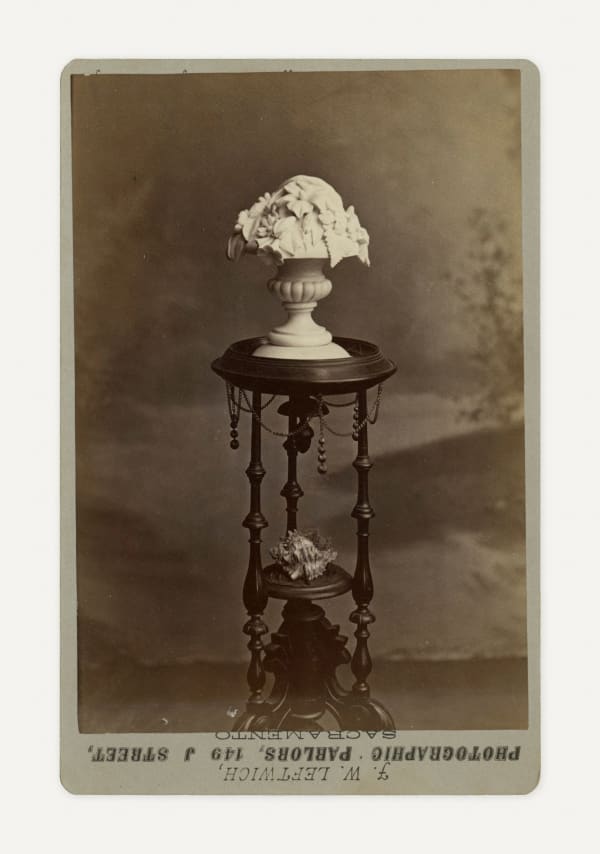 J.W. Leftwich, Advertising Cabinet Card Showing a Marble Bouquet Produced by Boyce and Vesper of Sacramento, c. 1877