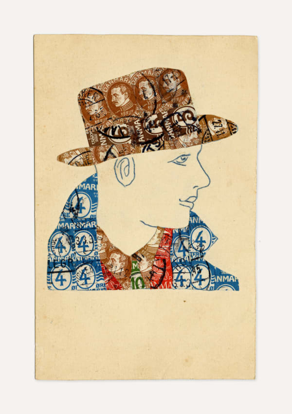 [Postcard Collage], Profile of a Groovy Man, 1900s