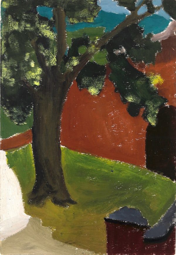 LI Shan Flowers of Sophora Japonica (XiangShan Park) 槐花 (香山公园), 1970s Oil on cardboard 纸板油画 26 x 28 cm