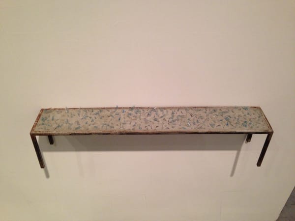 ZHANG Ruyi Table─4 桌子─4, 2012 Steel, concrete, iron wire and medicine injection bottle 钢筋,水泥,铁丝及医用注射瓶 10.5 x 60 x 13 cm