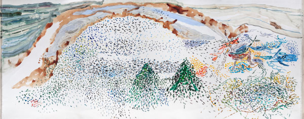 Kumi Usui Drawing & Drawing(The landscape or the Remains of landscape)(on canvas) 2021 #1 埋头画画(风景或变成风景的残留)(布面)2021 #1, 2021 Acrylic on Canvas 布面丙烯 89 x 221 cm Acrylic on canvas 89 x221 cm 布面丙烯